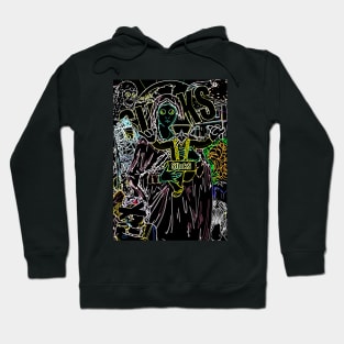 Dope Slluks chicken character chilling with virgin Mary montage black ink-pencil illustration Hoodie